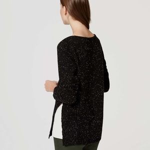 Loft Black & White Sweater with Silk Slit